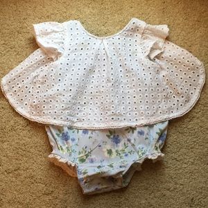 Mud Pie Eyelet Blue Floral One Piece